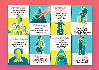 Les défis font leur cinéma - Flyer inside cinema de funes dujardin flyer game grande vadrouille james bond jaws pooelvorde stallone starwars villeret