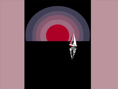"sun" boat illustration illustrator minimal minimalism red sun vector vector art