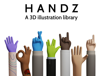 H A N D Z - A 3D Illustration library 3d branding design illustration library ui