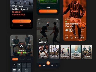 Fivezer art direction coming soon community flat design football geolocation ios app minimalistic profile ranking search search results soccr team uidesign uiux