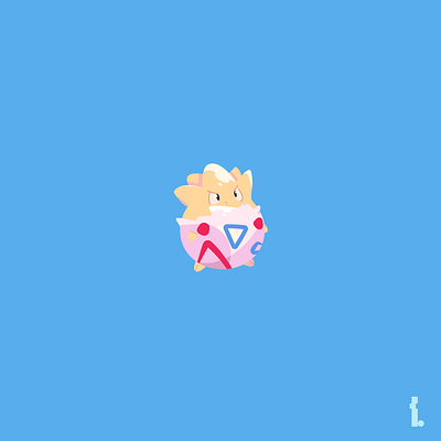 Togepi animal art blue clean design flat illustration illustrator minimal pokemon red vector