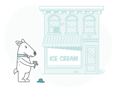 Sad Dog Error Page Illustration dog error page ice cream illustration zenbusiness
