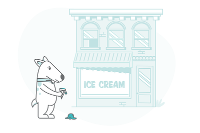 Sad Dog Error Page Illustration dog error page ice cream illustration zenbusiness