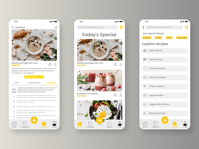 Cookbook App cook book cooking app mobile app recipe app ui ux xd