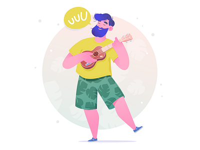 Ukulele Man design guy man people