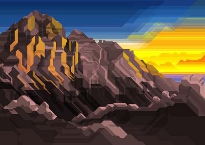 Sunset Mountain 45° 061220 45° adobe adobeillustrator art design dribbble illutrator mountain sunset ui ui design uidesigner uxdesign uxdesigner vazrum vector