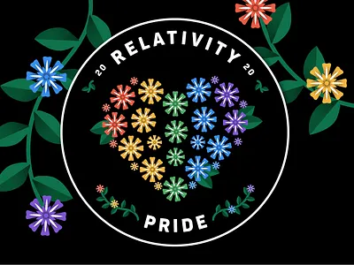 Relativity Pride Badge art badge black flower flowers gay gay pride gay rights grain green happy heart illustraion june lgbtq plant plants pride pride month rainbow