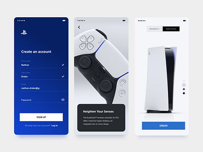 playstation 5 concept app blue clean minimal mobile playstation playstation5 ps5 simple sony ui voit white xando xandovoit