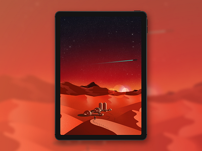 Mars Surface Base artwork design illustration ipad ipadpro procreate procreateapp science science fiction science illustration space