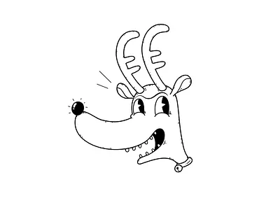 Rudolf art black and white cartoon character dark design drawing illustration rudolf sketch