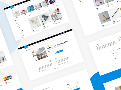 Store web pages overview blue cart catalog filter flat light minimal office prodcut shop sketch store ui uidesign uiux web website