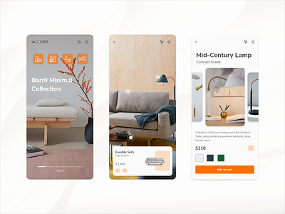 Furniture - online shop ios app screens app branding design minimal ui ux