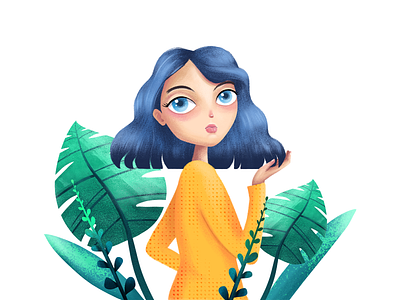 Naturally blue hair character cute cute nature digital art digitalpaiting drawing girl illustration illustration nature nature art photoshop art photoshop illustration plants