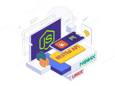 tech stack illustration vector