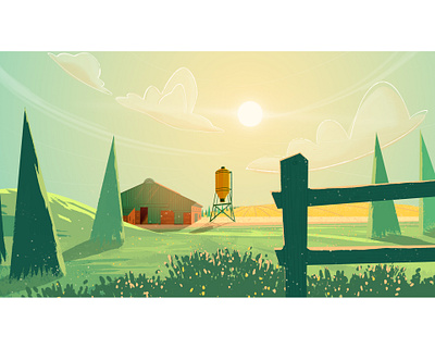 On the countryside background country farm illustration