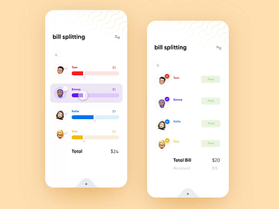 💸Bill-Splitting App adobe xd app bank bill design food freelance friends livestream money money app paid restaurant saint louis split st. louis transaction ui ux venmo