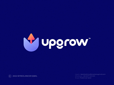 Upgrow - U + Growth Logo Design Concept arrow blockchain logo brand identity branding crypto logo design gradient growth layer logo logo logo design logo designer logo mark logos marketing logo modern logo monogram symbol u logo vector
