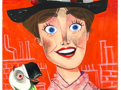 Mary Poppins art character design color gouache illustration mary poppins painting