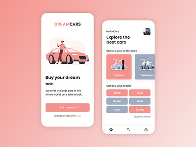 Dream Cars App app buy car car car app design illustration minimal mobile typography ui ui ux ux