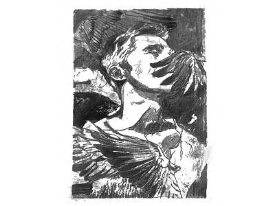 WINGS KILLS design illustration kill man mono printing printing press wacom wings