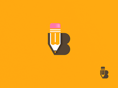 Be Pencil B blue icon illustration logo pencil pictogram vector
