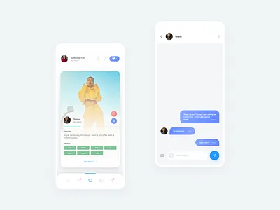 Dating App - Swiping and Chat Screen Concept android app android app design app chat concept dating app design icon ios ios app design minimal mobile ui ui design uiux ux
