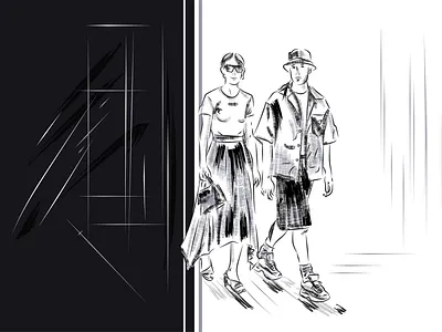 Fast sketch on black-and-white color fashion illustration illustration vector vector illustration vector portrait