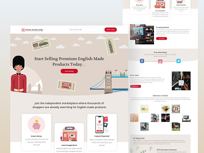 Independent Marketplace UI/UX beige branding british brown conversion rate optimisation england illustration landing page light red ui ui ux ui design ux ux design web design website