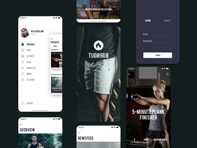 BURNOUT app design gym app ui ui ux ui design uidesign ux