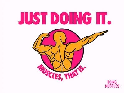 "Just Doing It" Doing Muscles T-Shirt Design brand brand design branding branding and identity design fitness fitness brand futura illustration logo tshirt tshirt art typography vector