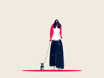 Girl Walking Her Dog Illustration corona virus coronavirus covid 19 covid 19 covid19 creative design design dog dog illustration girl girl character girl illustration illustration illustrator mask protection vector vintage walk walking