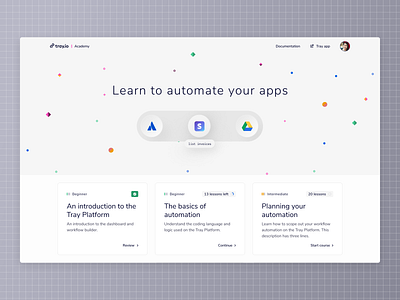 Sneak peak of our new academy homepage academy app automation design learning school ui ux