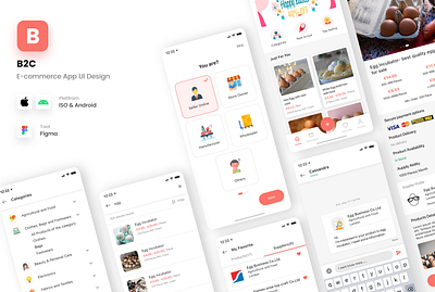 B2C E-Commerce App UI android app app app design b2b b2c ecommerce app ecommerce design illustration iso landingpage logo minimal ui uiuxdesign ux vector