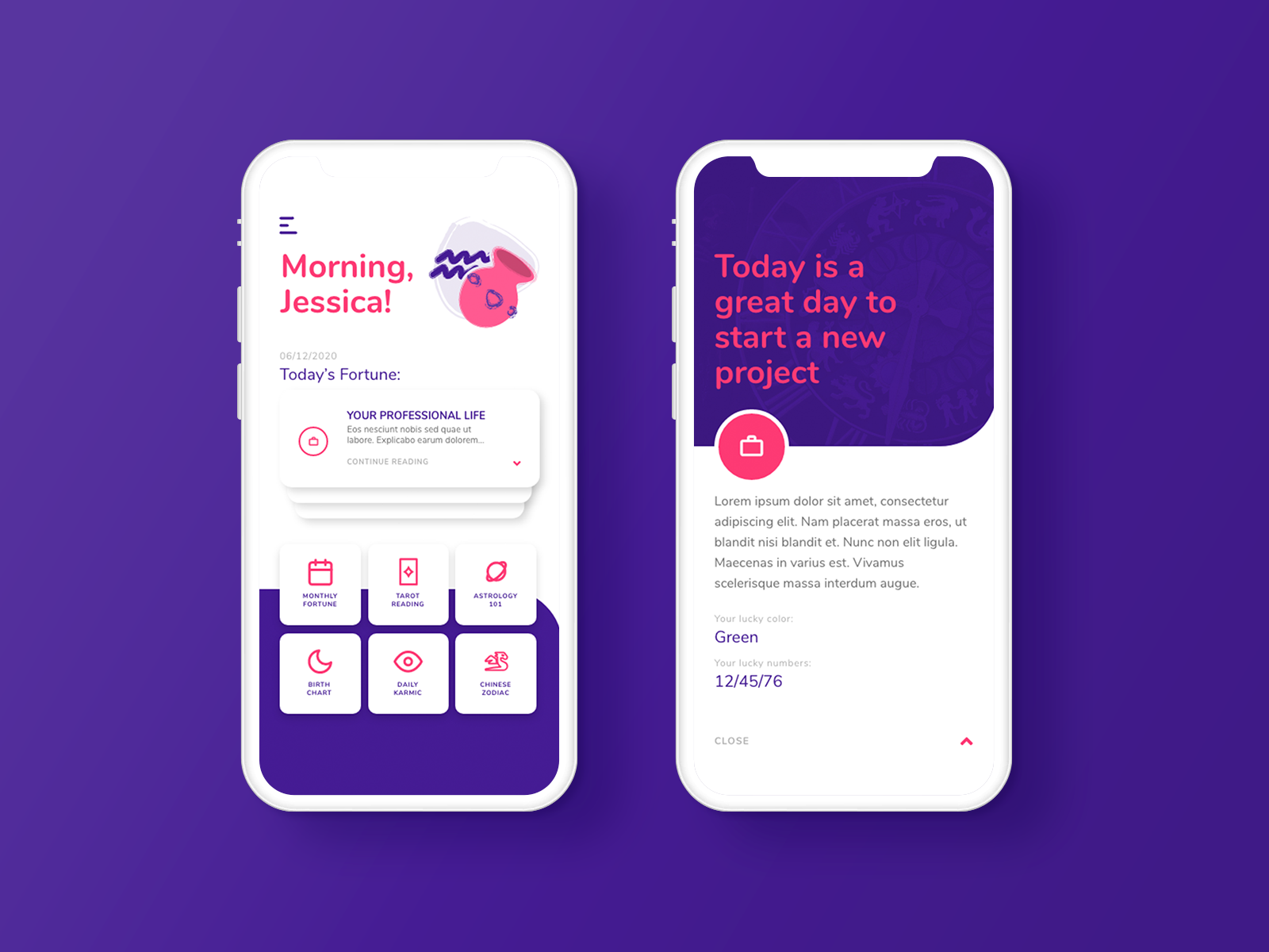 Example of Horoscope App Concept