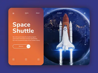 Space Shuttle landing page concept art design dribbble interface nasa shuttle space ui uiuxdesign ux web website