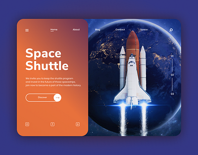 Space Shuttle landing page concept art design dribbble interface nasa shuttle space ui uiuxdesign ux web website