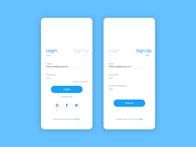 Login & Sign Up page UI adobe xd adobe xd templates alif emu design ios app ios app design minimal login page sign up ui ui design