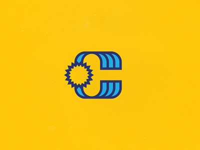 C + Sun + Waterfall blue branding c draplin grunge icon line logo retro sioux falls sun vector vintage waterfall yellow