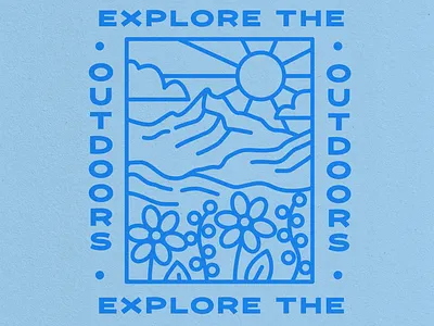 Explore the Outdoors Illustration branding graphic design illustration landscape line art merch design mountains nature outdoor illustration outdoors simple t shirt travel vector
