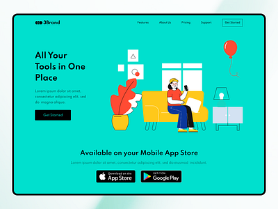 Hero Header design figma hero illustration landing page minimal sketch tools ui ux