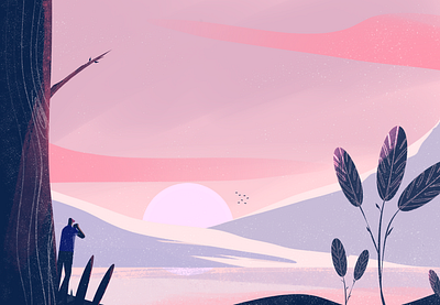 Landscap charachter creative design dribbble fantasy illustration landscape man procreate uiux vector