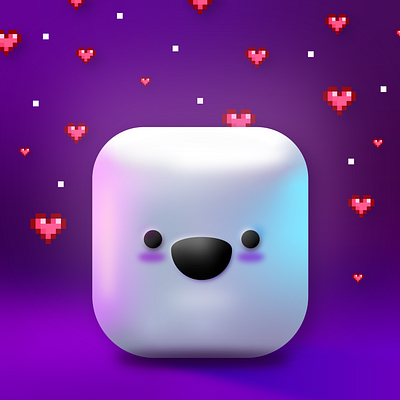 Marshmallow colorful cute gradients hearts illustration illustrator cc kawaii marshmallow pixel pixelart purple