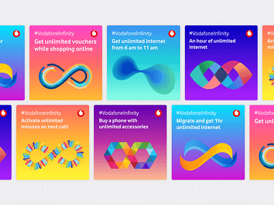 Vodafone Infinity Card Designs app appdesign carddesign cardui colorpalette design gradient illustraion mobile ui uidesign ux uxdesign vector vodafone web webdesign