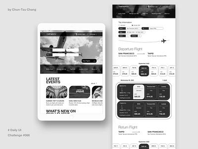 DailyUI #068 - Flight Search black black white black and white daily 100 challenge daily ui dailyui dailyuichallenge interface design ipad ui ui 100day ui design uidesign ux ux design