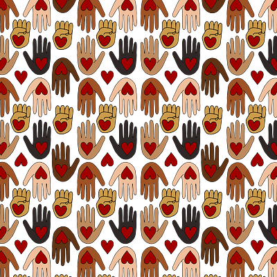 Diversity diversity drawing equal rights equality fist hands hearts illustration palm pattern pattern design photoshop