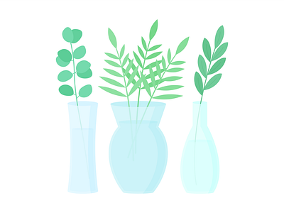 Day 165 - 366 Days of Illustration Challenge - MintSwift branch branches digital illustration eucalyptus flat design flat illustration flatdesign flowerpot glass illustration illustrator leaf leaves mintswift plant plants vase vases vector vector illustration