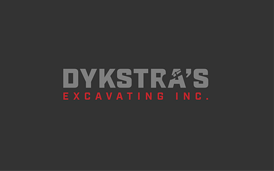 Dykstra's Excavating bucket dig excavator industrial logo design text