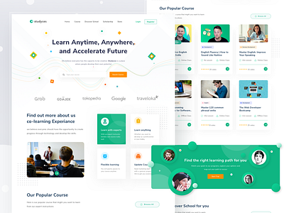 Education Course Landingpage card cards clean course design education homepage learn learning login school simple study ui web website