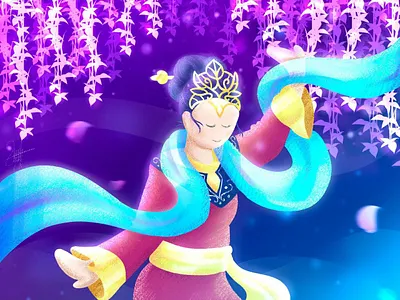 Cokek Dance culture dance digital flat illustration illustration indonesia simple