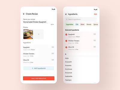 Homemade Recipes - Mobile app android app app design design flat food interaction interface minimal mobile mobile app mobile ui recipe ui uiux ux